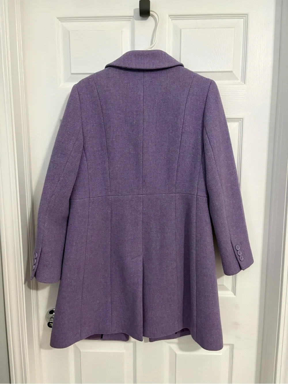 Talbots Lavender Wool-Blend Girls' Pea Coat with Ruffle Trim